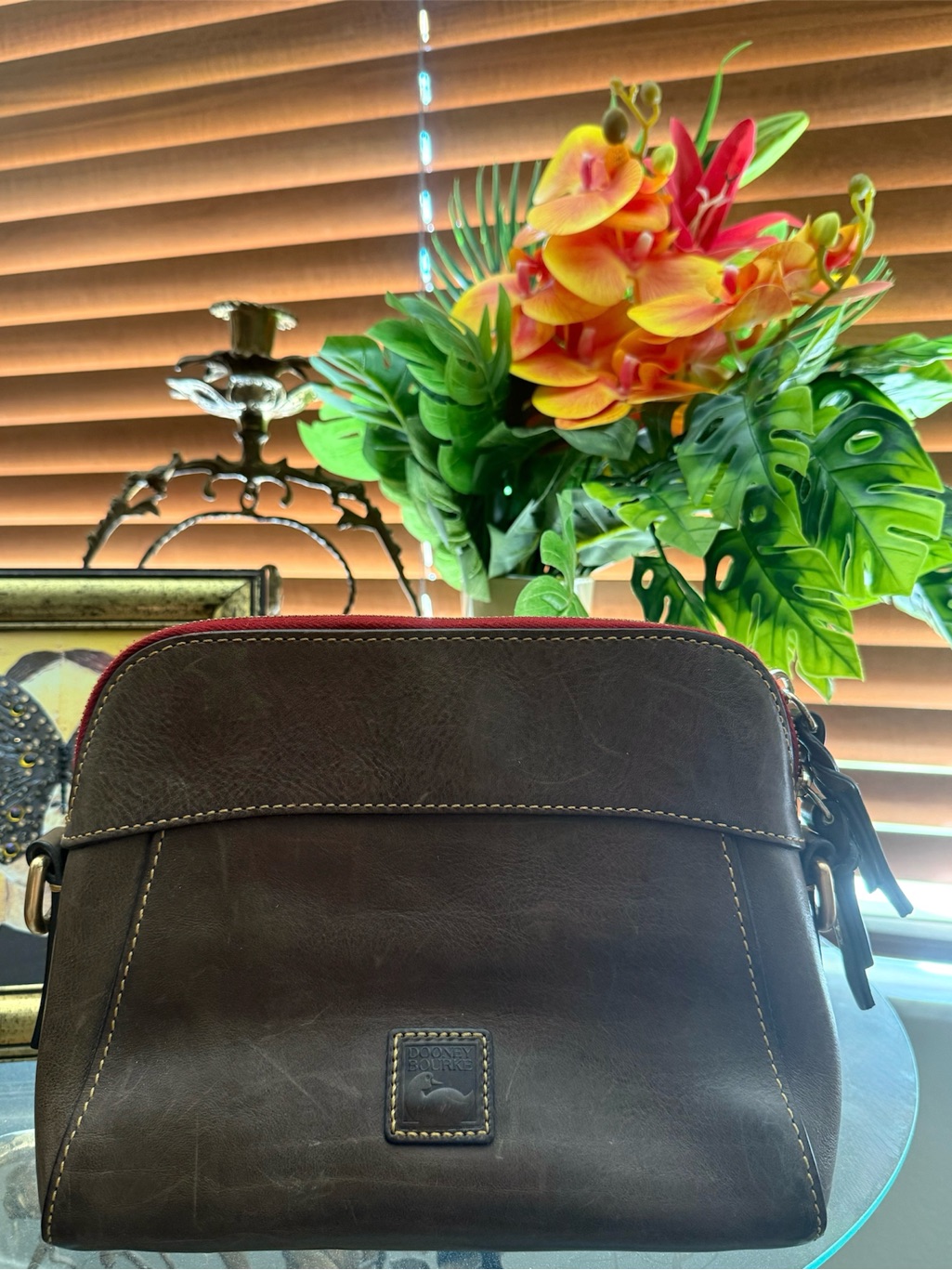 Authentic Dooney & Bourke Florentine Cameron Elephant Vacchetta Leather Bag Euc